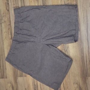 H&M Brown Linen Front Zip & Drawstring 3 Pocket 9" Inseam Shorts